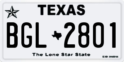 TX license plate BGL2801