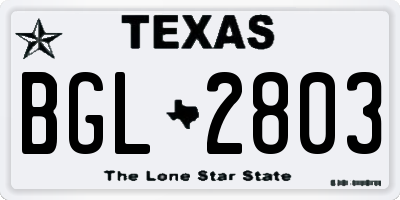 TX license plate BGL2803