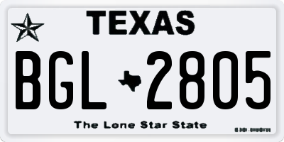 TX license plate BGL2805