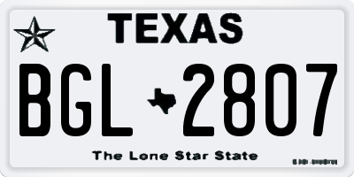 TX license plate BGL2807