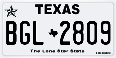 TX license plate BGL2809