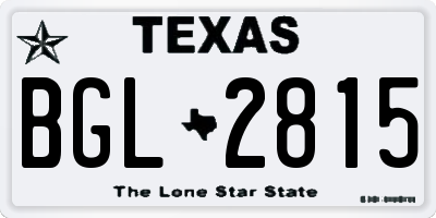 TX license plate BGL2815