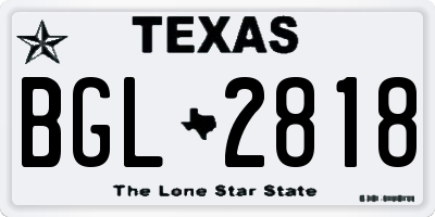 TX license plate BGL2818