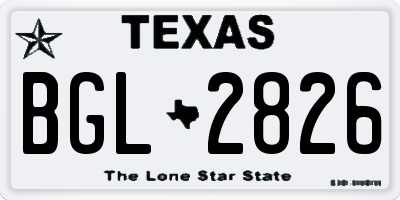 TX license plate BGL2826