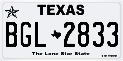 TX license plate BGL2833