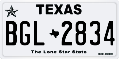 TX license plate BGL2834
