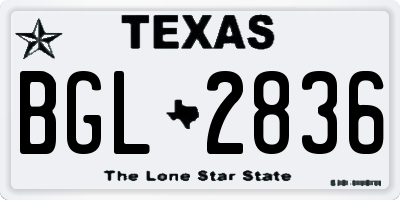 TX license plate BGL2836