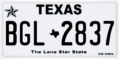 TX license plate BGL2837