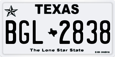 TX license plate BGL2838