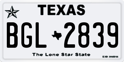TX license plate BGL2839
