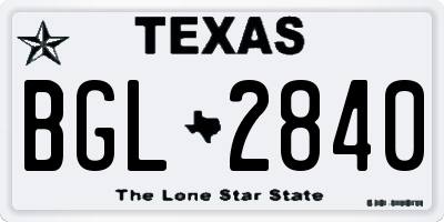 TX license plate BGL2840