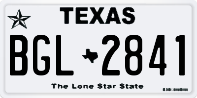 TX license plate BGL2841
