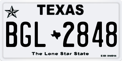 TX license plate BGL2848