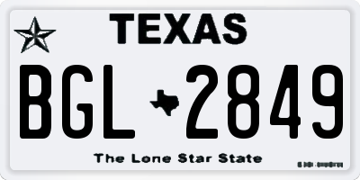 TX license plate BGL2849