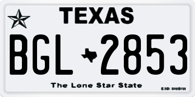 TX license plate BGL2853