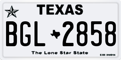 TX license plate BGL2858
