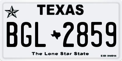 TX license plate BGL2859