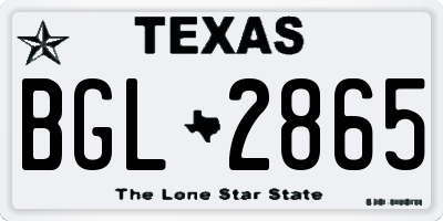 TX license plate BGL2865