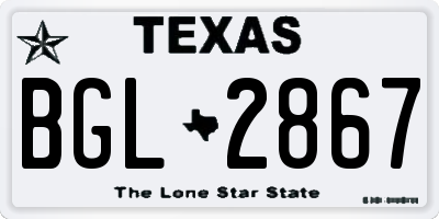 TX license plate BGL2867