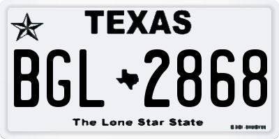TX license plate BGL2868
