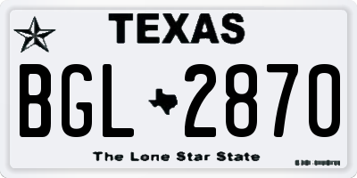 TX license plate BGL2870