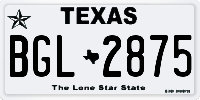 TX license plate BGL2875