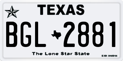 TX license plate BGL2881