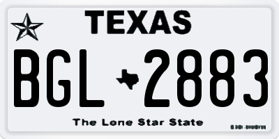 TX license plate BGL2883