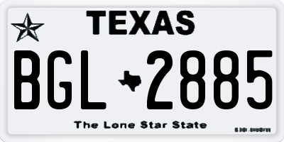 TX license plate BGL2885