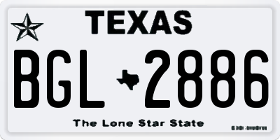TX license plate BGL2886