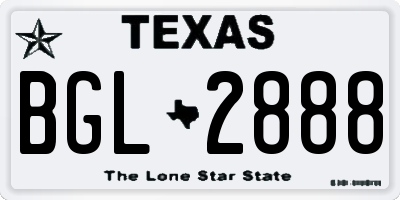 TX license plate BGL2888
