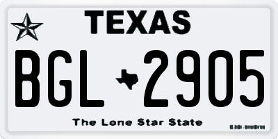 TX license plate BGL2905