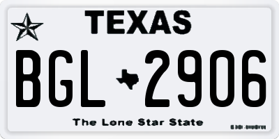 TX license plate BGL2906