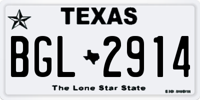 TX license plate BGL2914