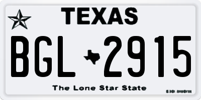 TX license plate BGL2915