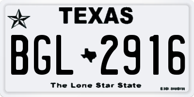 TX license plate BGL2916