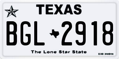 TX license plate BGL2918
