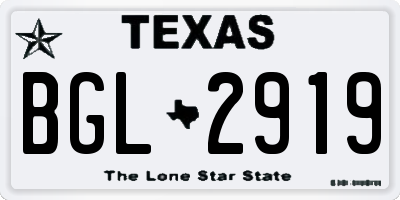 TX license plate BGL2919
