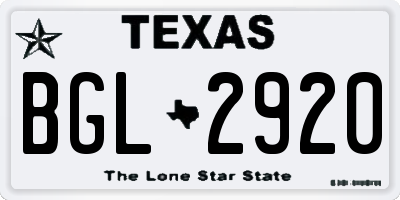 TX license plate BGL2920
