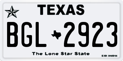 TX license plate BGL2923