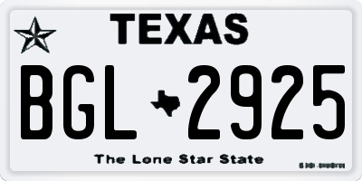 TX license plate BGL2925