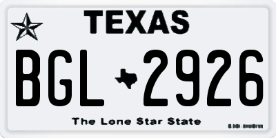TX license plate BGL2926