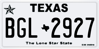 TX license plate BGL2927