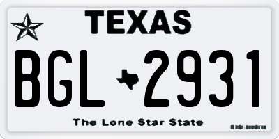 TX license plate BGL2931