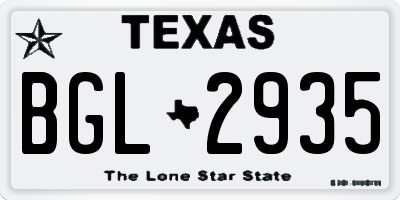 TX license plate BGL2935