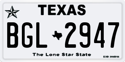 TX license plate BGL2947