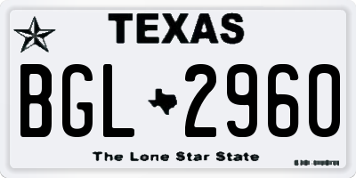 TX license plate BGL2960