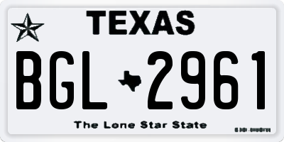 TX license plate BGL2961