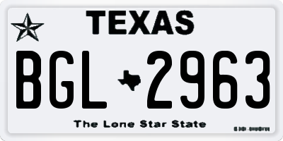 TX license plate BGL2963