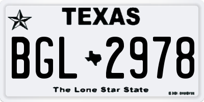 TX license plate BGL2978